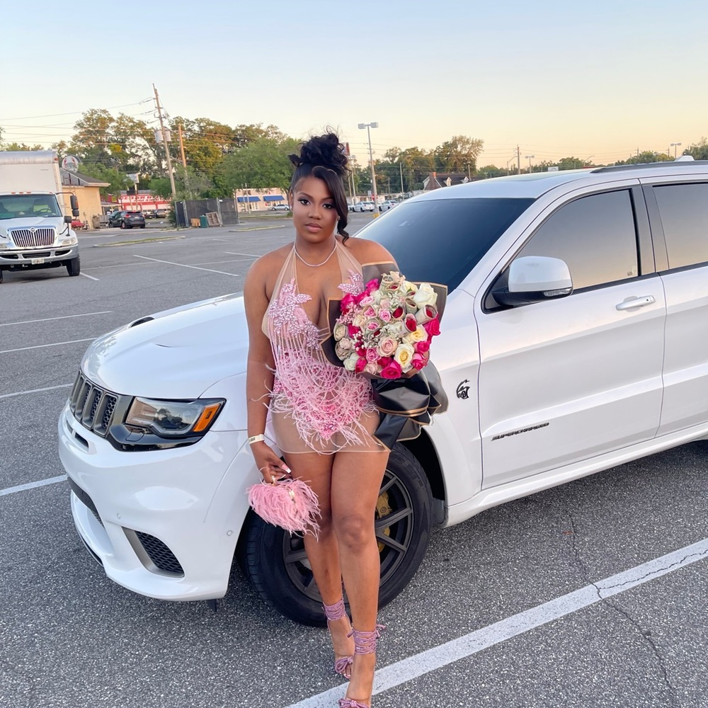 Custom rhinestones pink bling mini dress